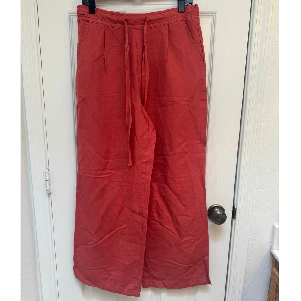 Philosophy Linen Rayon Drawstring Wide Leg Pants Size Medium Rust